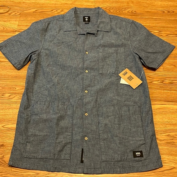 Vans Other - VANS Men's Growth Garden Button Front Shirt Short Sleeve Blue Cotton Medium